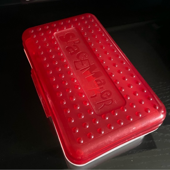Y2K Spacemaker Pencil Box, Red Top with Frosted Clear Bottom - Picture 5 of 7